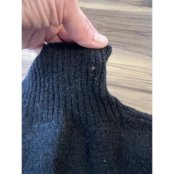 Firetrap Y2K 100% Wool Zip Full Zip Sweater Womens M Distressed Knit Grunge Goth - Picture 9 of 10